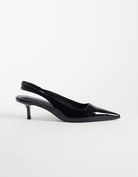ASOS DESIGN Signature kitten heelschoenen in zwart lakleer - view 1