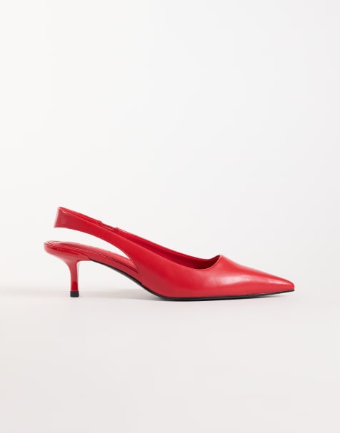 ASOS DESIGN Signature zapatos de tacón bajo en rojo - view 1