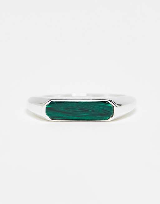 ASOS DESIGN - Signetring i sterlingsølv med grøn sten  , 2 af 3
