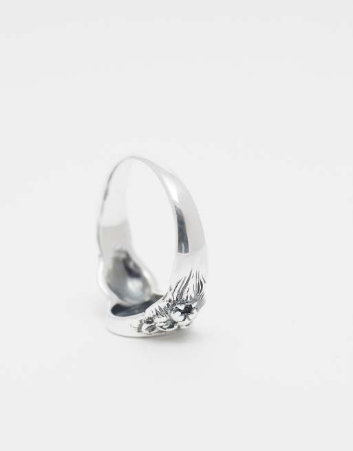ASOS DESIGN - Signetring med løvedesign i brændt sterlingsølv, 3 af 4