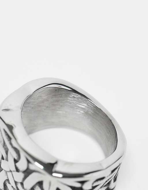 ASOS DESIGN - Signetring med vintagedesign i poleret sølvfarve af vandfast rustfrit stål, 3 af 4