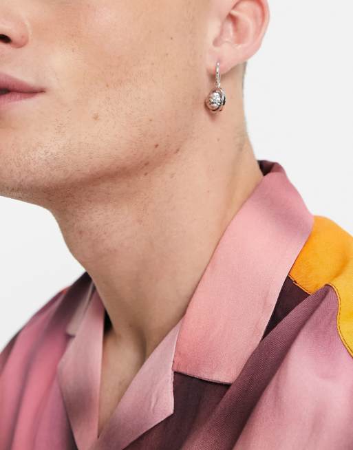 ASOS DESIGN – Silberfarbene 12-mm-Creolen mit Planetenanhänger