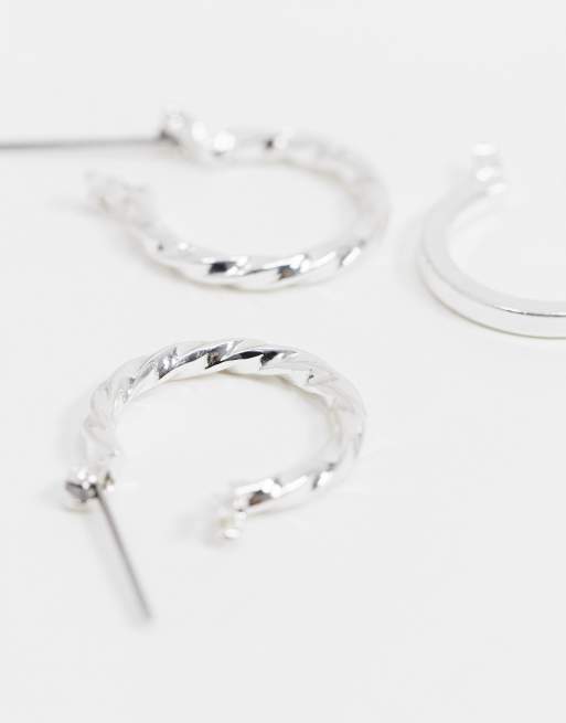 ASOS DESIGN – Silberfarbene, 20 mm große Creolen im 3er-Set, 4 von 4