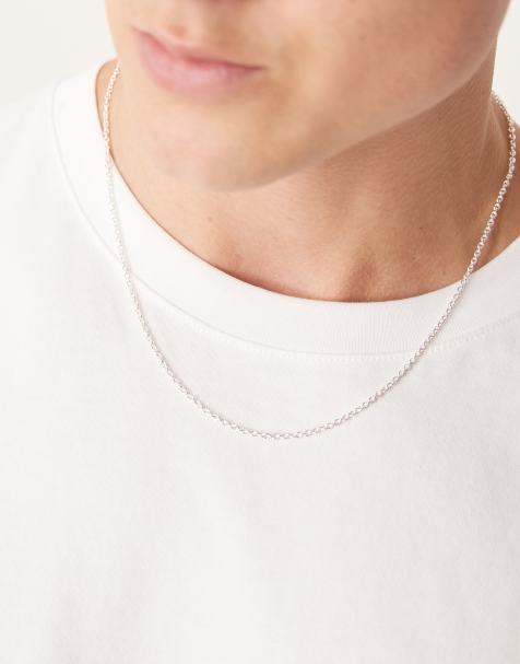 ASOS DESIGN – Silberfarbene Belcher-Halskette aus Sterlingsilber - view 1