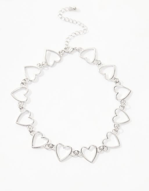 ASOS DESIGN – Silberfarbene Choker-Halskette mit Herz-Design, 2 von 4