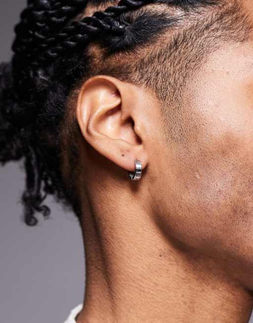 ASOS DESIGN – Silberfarbene Creolen aus wasserfestem Edelstahl in gebürsteter Optik