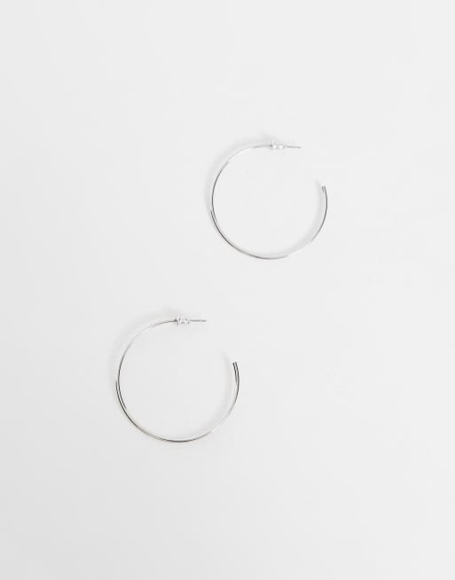 ASOS DESIGN – Silberfarbene Creolen mit dünnem, schlichtem Design, 35 mm Durchmesser, 4 von 4