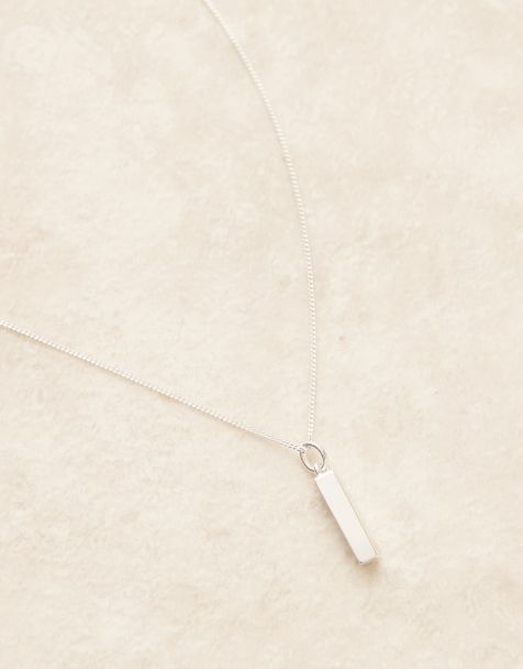 ASOS DESIGN – Silberfarbene Halskette aus Sterlingsilber mit schlichtem Anhänger - view 1