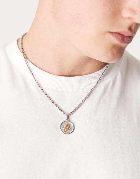 ASOS DESIGN – Silberfarbene Halskette aus wasserfestem Edelstahl mit Jungfrau-Maria-Anhänger - view 1