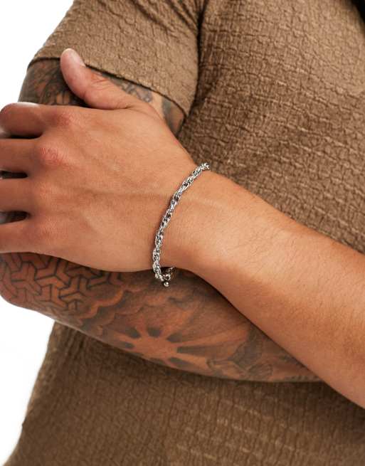 ASOS DESIGN – Silberfarbene Halskette aus wasserfestem Edelstahl mit Seil-Design