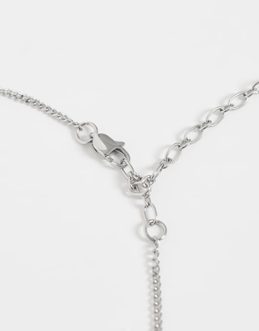 ASOS DESIGN – Silberfarbene Halskette aus wasserfestem Edelstahl mit zwei Sternanhängern, 3 von 4