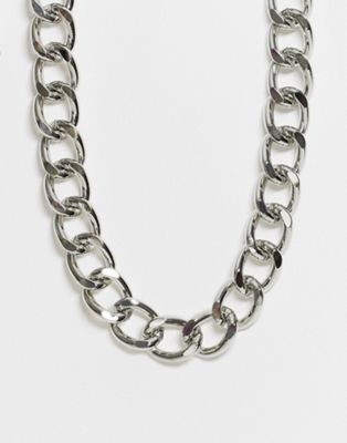 ASOS DESIGN – Silberfarbene Halskette mit 17 mm breiten Kettengliedern