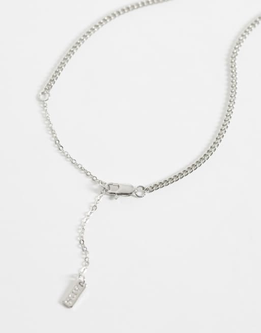 ASOS DESIGN – Silberfarbene Halskette mit eckigem Anhänger mit schwarzem Stein, 3 von 4