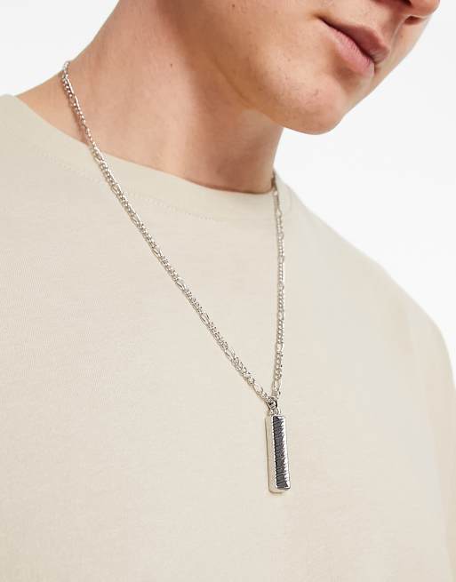 ASOS DESIGN – Silberfarbene Halskette mit graviertem Stabanhänger