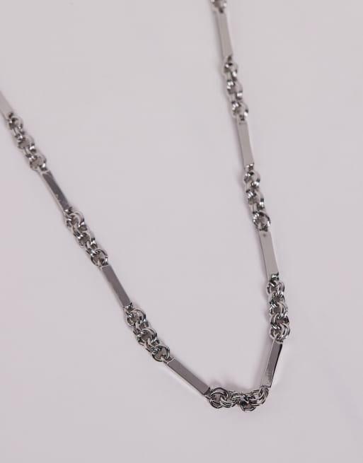 ASOS DESIGN – Silberfarbene Halskette mit Kastengliedern und unterschiedlichen Designelementen  , 2 von 3