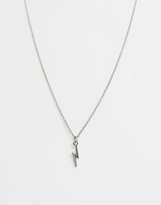 ASOS DESIGN – Silberfarbene Halskette mit kleinem Blitz-Anhänger-Grau