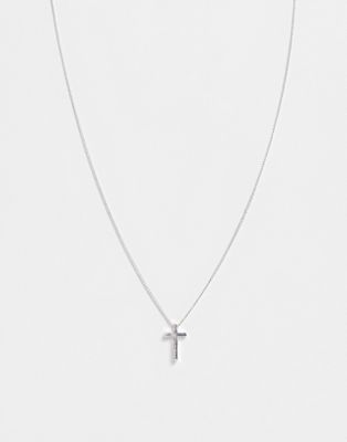 ASOS DESIGN – Silberfarbene Halskette mit kleinem Kreuzanhänger