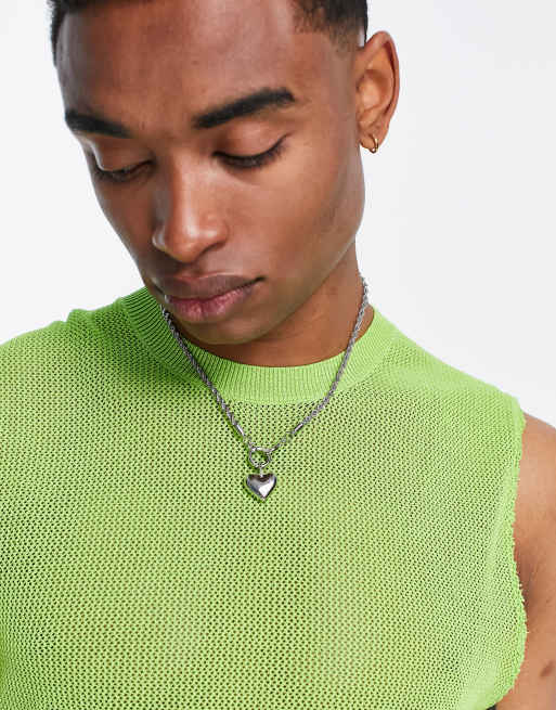 ASOS DESIGN – Silberfarbene Halskette mit Kordel-Design und 3D-Herzanhänger