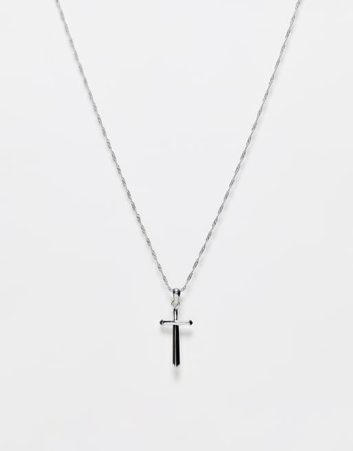 ASOS DESIGN – Silberfarbene Halskette mit T-Steg und Dolch-Anhänger