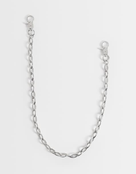 ASOS DESIGN – Silberfarbene Jeanskette mit spitzen, ovalen Gliedern - view 1
