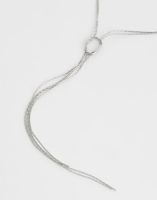 ASOS DESIGN – Silberfarbene Lariat-Halskette mit feinem verschlungenem Design und Knoten, 4 von 4