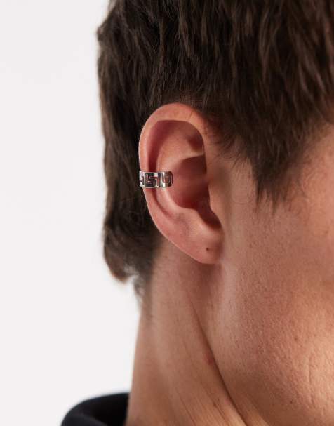 ASOS DESIGN – Silberfarbene Ohrklemme mit griechischem Wellenmuster - view 1