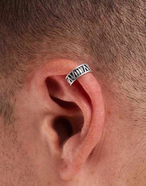 ASOS DESIGN – Silberfarbene Ohrmanschette aus wasserfestem Edelstahl mit römischen Zahlen , 4 von 4
