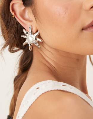 ASOS DESIGN - Silberfarbene Ohrringe mit Sonnendesign und Kristallen