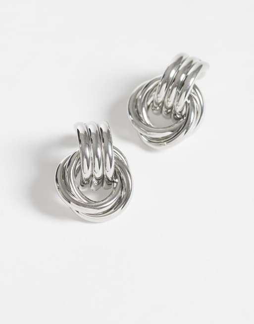 ASOS DESIGN – Silberfarbene Türklopfer-Ohrstecker, 4 von 4