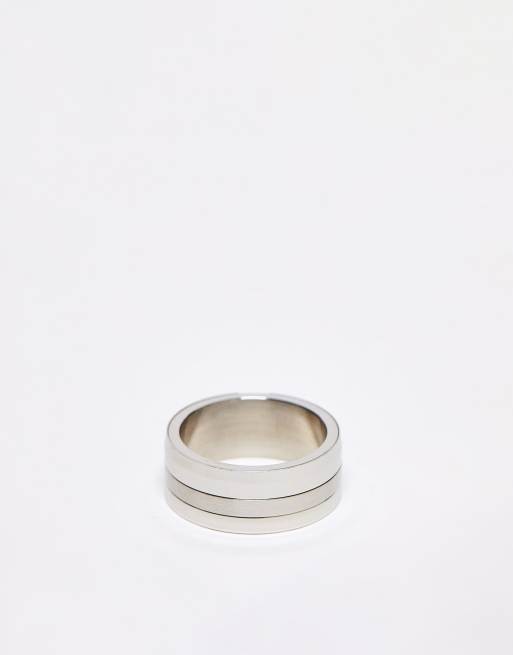 ASOS DESIGN – Silberfarbener, 3-reihiger Fidget-Ring aus wasserfestem Edelstahl