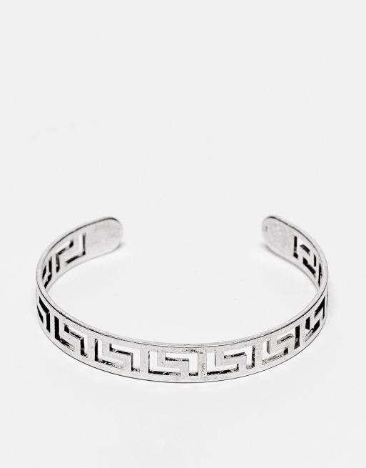 ASOS DESIGN – Silberfarbener Armreif mit Cut-out-Wellendesign im griechischen Stil