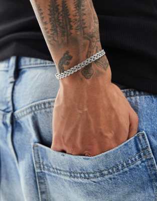 ASOS DESIGN – Silberfarbener Armreif mit Struktur