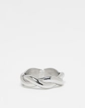 ASOS DESIGN – Silberfarbener Bandring mit verdrehtem Design