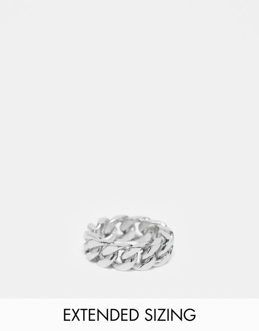 ASOS DESIGN – Silberfarbener Bandring aus wasserfestem Edelstahl mit Kettendesign