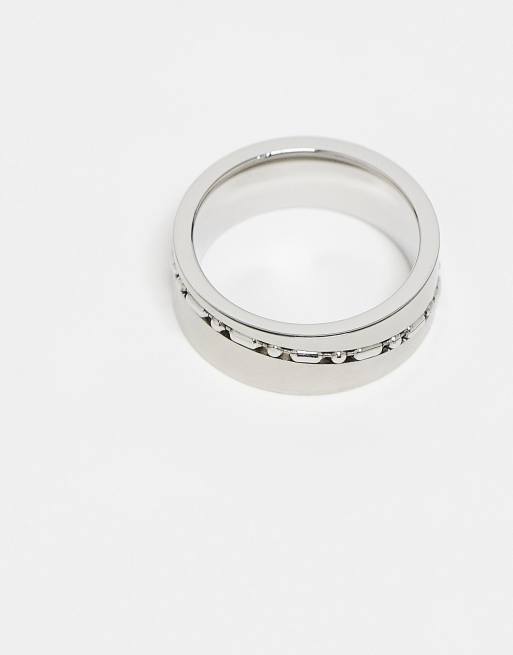 ASOS DESIGN – Silberfarbener Bandring aus wasserfestem Edelstahl mit Kugel-Kettendesign, 3 von 4