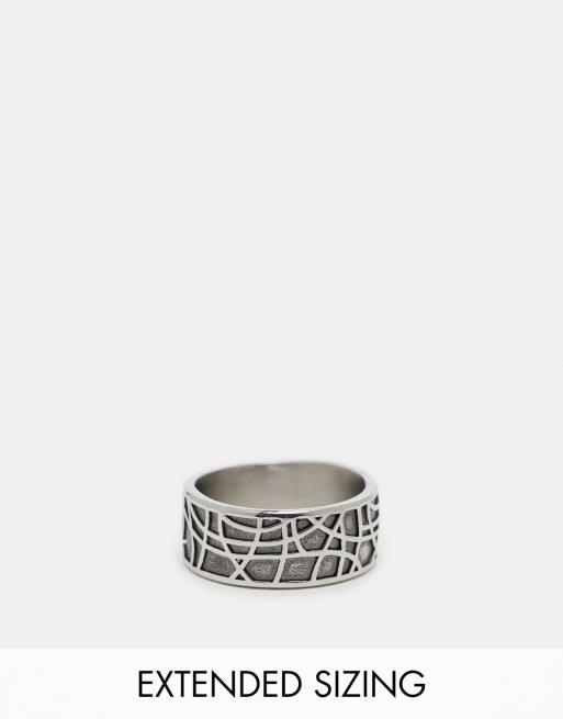 ASOS DESIGN – Silberfarbener Bandring aus wasserfestem Edelstahl mit Struktur
