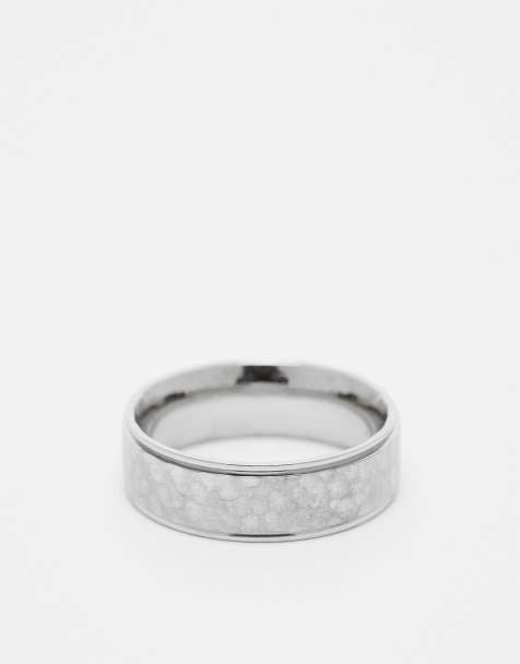 ASOS DESIGN – Silberfarbener Bandring aus wasserfestem Edelstahl mit Struktur - view 1