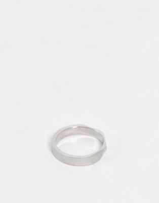 ASOS DESIGN – Silberfarbener Edelstahlring für den kleinen Finger mit strukturierter Oberfläche