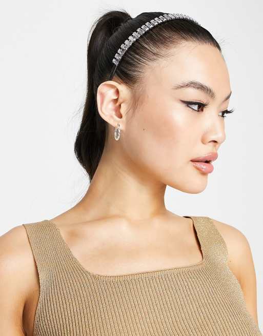 ASOS DESIGN – Silberfarbener Haarreif mit transparentem Strass-Stabdetail, 4 von 4