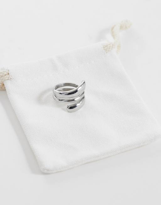 ASOS DESIGN – Silberfarbener Ring aus wasserfestem Edelstahl mit doppeltem Wickeldesign, 3 von 3