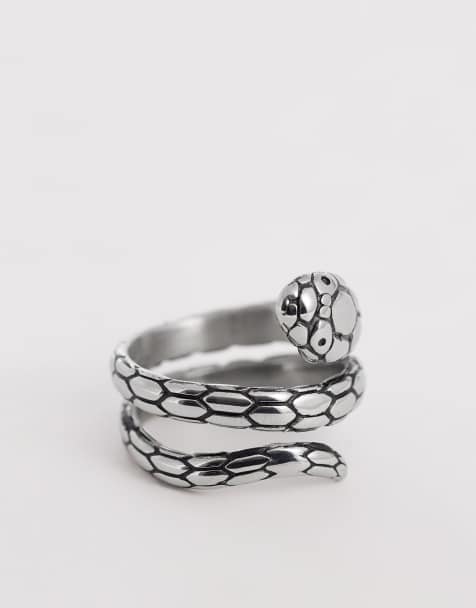 ASOS DESIGN – Silberfarbener Ring aus wasserfestem Edelstahl mit Schlangen-Wickel-Design - view 1
