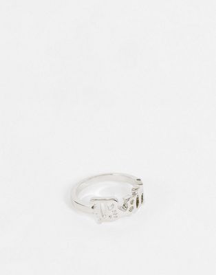 ASOS DESIGN – Silberfarbener Ring für den kleinen Finger mit „Baby“-Slogan