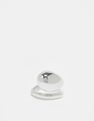 ASOS DESIGN - Silberfarbener Ring im bauschigen Wickeldesign