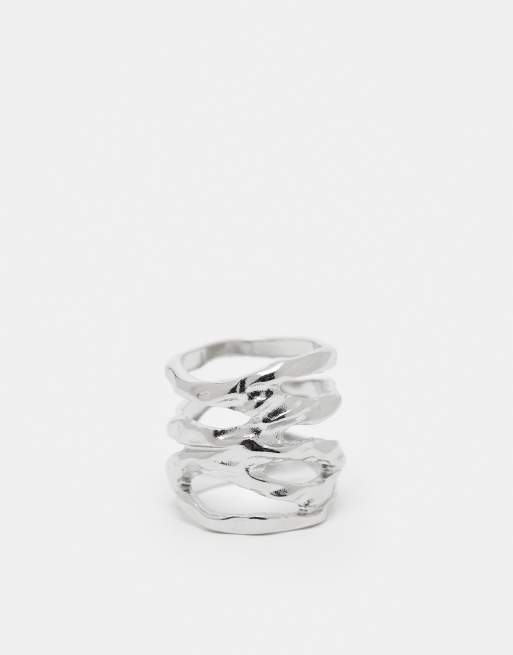 CerbeShops DESIGN – Silberfarbener Ring im geschmolzenem Wickeldesign