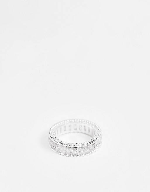 ASOS DESIGN – Silberfarbener Ring mit eckigen Zirkonsteinen