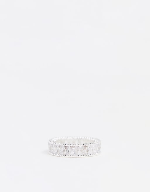 ASOS DESIGN – Silberfarbener Ring mit eckigen Zirkonsteinen, 2 von 4