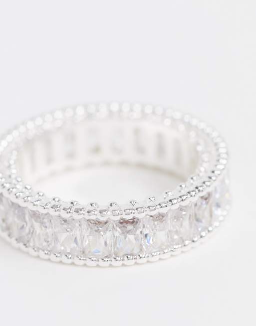 ASOS DESIGN – Silberfarbener Ring mit eckigen Zirkonsteinen, 4 von 4