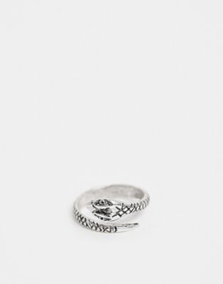 ASOS DESIGN – Silberfarbener Ring mit gewickeltem Schlangendesign