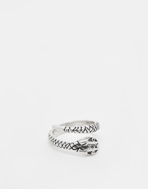 ASOS DESIGN – Silberfarbener Ring mit gewickeltem Schlangendesign