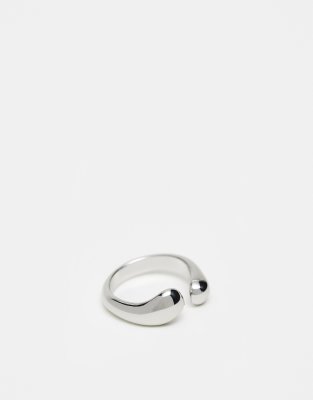 ASOS DESIGN - Silberfarbener Ring mit offenem Schmelz-Design